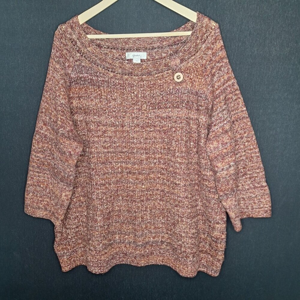 💙 CJ.Banks Oversized Thick Warm Knit Sweater Size XL/2X Stretch Boxy Relaxed Fi